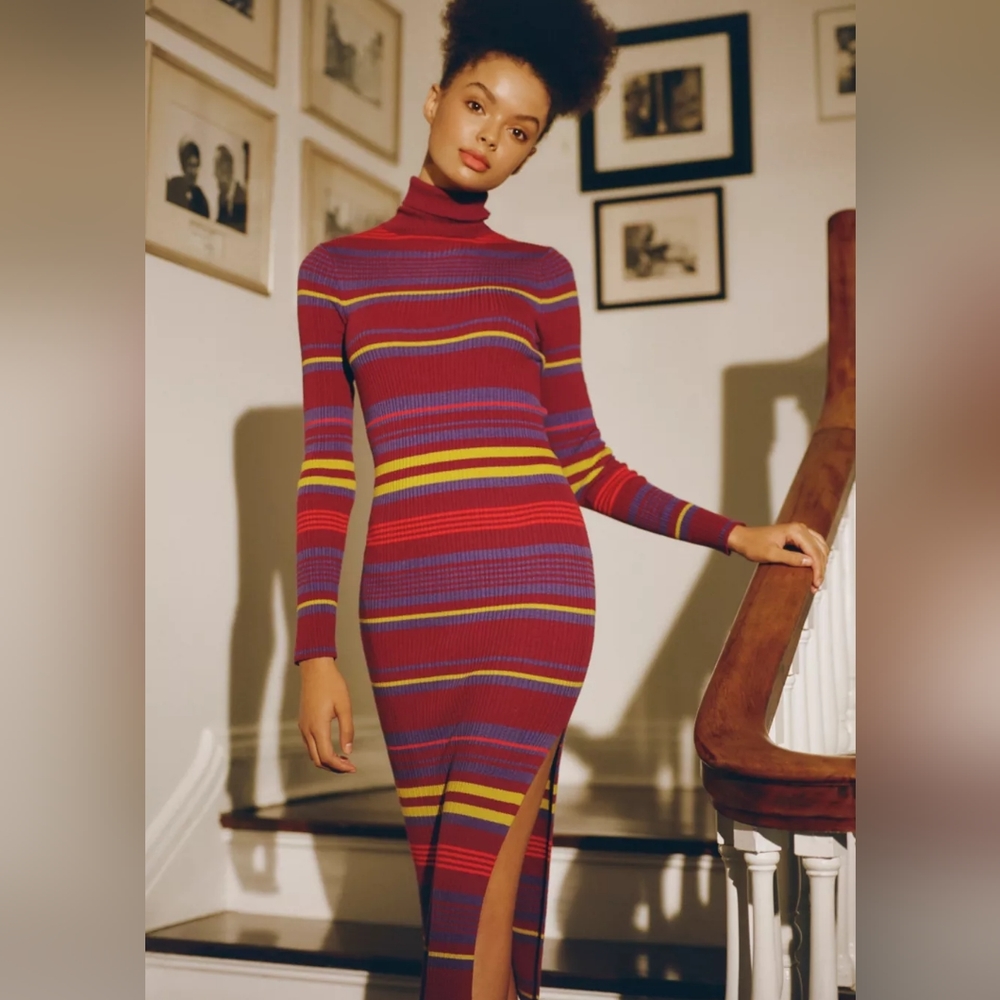 Urban Outfitters Stella Striped Turtleneck Sweater Dress